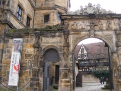 Schöne Pforte, Alte Hofhaltung, Altstadt, Bamberg, Sør-Tyskland, Tyskland