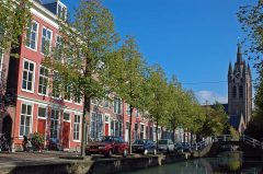 Oude Kerk, kanal, Delft, Zuid-Holland, Sør-Nederland, Nederland