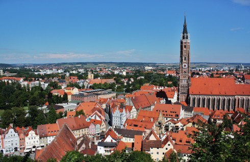 St Martin, Landshut, Bayern, Altstadt, Neustadt, barokk, Historisk, Middelalder, Markt, Burg Trausnitz, Sør-Tyskland, Tyskland