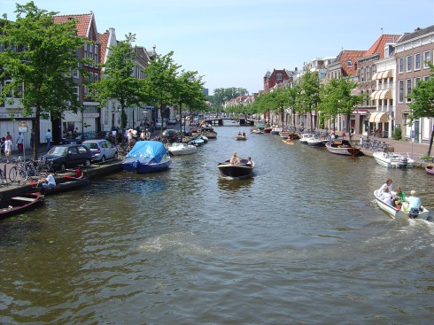 Oude Rijn, Rhinen, Leiden, Zuid-Holland, Sør-Nederland, Nederland