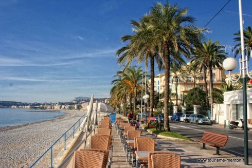 Strandpromenade, Musée de la Prehistoire, Menton, Alpes Maritimes, Provence, Cote d'Azur, Sør-Frankrike, Frankrike