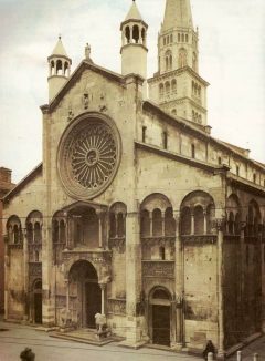 Duomo, vestfasade, dødsengel, Modena, Emilia Romagna, Nord-Italia, Italia