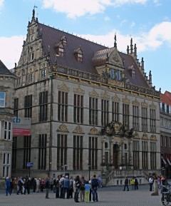 Huset Schütting, kjøpmannslaugets møtested, Bremen, Unesco, Altstadt, Historisk,Middelalder, Marktplatz, Nord-Tyskland, Tyskland