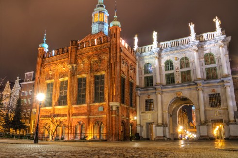 Den gylne porten, Georgs-hallen, Gdansk, gamlebyen Stare Miasto, nybyen Glowne Miasto, markedsplass en Dlugi Targ, Ulica Dluga, historisk bydel, middelalder, Nord-Polen, Polen