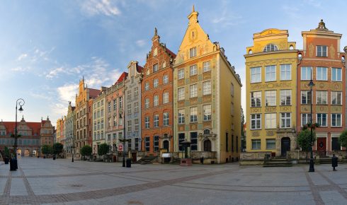 Gdansk, gamlebyen Stare Miasto, nybyen Glowne Miasto, markedsplass en Dlugi Targ, Ulica Dluga, historisk bydel, middelalder, Nord-Polen, Polen