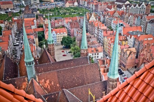 Gdansk, gamlebyen Stare Miasto, nybyen Glowne Miasto, markedsplass en Dlugi Targ, Ulica Dluga, historisk bydel, middelalder, Nord-Polen, Polen