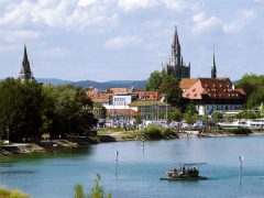 St Stephanskirche, Münsterkirche og Konsil-bygningen, Konstanz, Bodensee, Sør-Tyskland, Tyskland