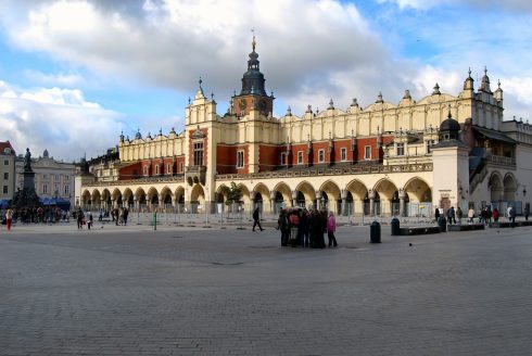 Sukiennice, Krakow, Unesco Verdensarv, gamlebyen Stare Miasto, historisk bydel, middelalder, markedsplass Rynek Glowny, Sør-Polen, Polen