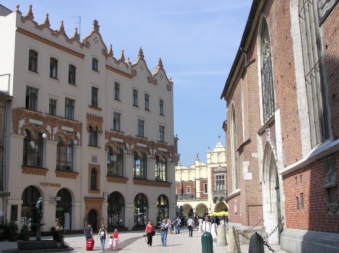 Mariacka-plassen, Santa Maria-kirken, Krakow, Unesco Verdensarv, gamlebyen Stare Miasto, historisk bydel, middelalder, markedsplass Rynek Glowny, Sør-Polen, Polen