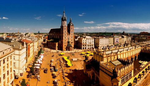 Krakow, Unesco Verdensarv, gamlebyen Stare Miasto, historisk bydel, middelalder, markedsplass Rynek Glowny, Sør-Polen, Polen