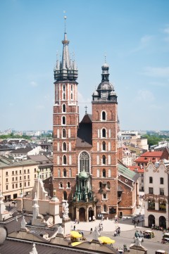 Basilica Santa Maria, Krakow, Unesco Verdensarv, gamlebyen Stare Miasto, historisk bydel, middelalder, markedsplass Rynek Glowny, Sør-Polen, Polen