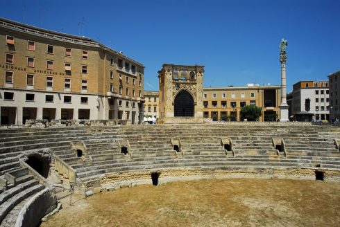 amfiteateret fra romertiden, keiser Hadrian, Lecce, Puglia, Sør-Italia, Italia