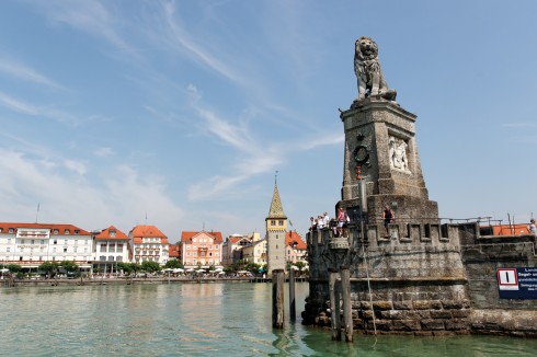 den bayerske løven, havnen, Historisk, Lindau, Bodensee, Sør-Tyskland, Tyskland