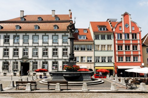 Marktplatz, Historisk, Lindau, Bodensee, Sør-Tyskland, Tyskland