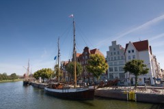 Lübeck, Trave, Østersjøen, middelalder, Europäisches HanseMuseum, Backsteinsgotik, Ostsee, Unesco Verdensarv, Gamlebyen, Altstadt, Hansestadt Lübeck, Sciffergesellschaft, Holstentor, Burgtor, Mecklenburg Vorpommern, Nord-Tyskland