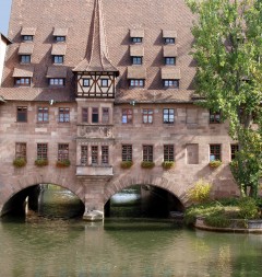 Heilig-Geist-Spital, Nürnberg, Bayern, Unesco Verdensarv, Altstadt, Historisk, Middelalder, Hauptmarkt, Sør-Tyskland, Tyskland