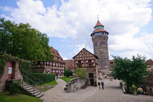 Kaiserburg med det runde Sinwellturm, Nürnberg, Bayern, Unesco Verdensarv, Altstadt, Historisk, Middelalder, Marktplatz, Sør-Tyskland, Tyskland