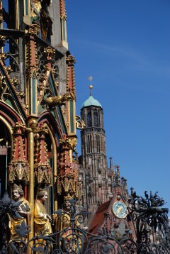 Schöne Brunnen, Nürnberg, Bayern, Unesco Verdensarv, Altstadt, Historisk, Middelalder, Hauptmarkt, Sør-Tyskland, Tyskland