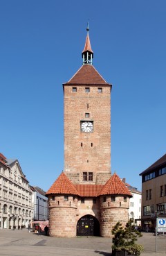 Weisser Turm fra 1200-tallet, Nürnberg, Bayern, Unesco Verdensarv, Altstadt, Historisk, Middelalder, Hauptmarkt, Sør-Tyskland, Tyskland