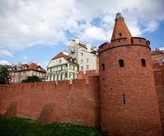 Barbican, Warszawa, Unesco Verdensarv, gamlebyen Stare Miasto, Starowka, historisk bydel, middelalder, markedsplass Rynek Starego Miasto, Wisla, Midt-Polen, Polen