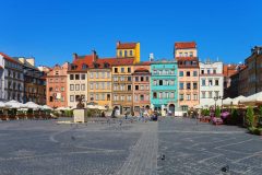 Warszawa, Unesco Verdensarv, gamlebyen Stare Miasto, Starowka, historisk bydel, middelalder, markedsplass Rynek Starego Miasto, Wisla, Midt-Polen, Polen