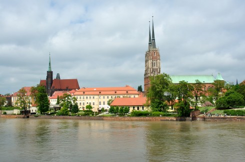 Helige Kreuz- und Bartholomäuskirche, Wroclaw, Unesco Verdensarv, middelalder, markedsplass Rynek, Odra, Sør-Polen, Polen