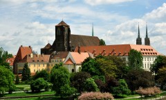 Wyspa Piasek, Mariakirken og det gamle universitetet, Wroclaw, Unesco Verdensarv, gamlebyen, historisk bydel, middelalder, markedsplass Rynek, Odra, Sør-Polen, Polen