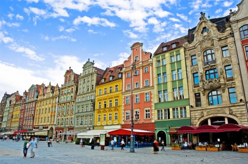 Wroclaw, Unesco Verdensarv, middelalder, markedsplass Rynek, Odra, Sør-Polen, Polen