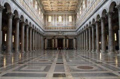 Basilica San Paolo fuori le Mura , Roma, Unescos liste over Verdensarven, romerriket, Forum, antikken, historiske bydeler, gamlebyen, Trastevere, den evige stad, Tiber, Vatikanet, Panthon, Roma, Midt-Italia, Italia