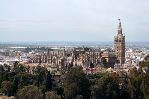 Giralda, Sevilla, Catedral de Santa María de la Sede, Guadalquivir, Unescos liste over Verdensarven, historisk bydel, gamleby, Andalucia, Spania