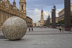 Plaza Pilar, La Seu, Basilica Nuestra Senora del Pilar, Zaragoza, Rio Ebro, Plaza del Pilar, Plaza César Augusto, Unescos liste over Verdensarven, historisk bydel, gamleby, Aragon, Madrid og innlandet, Spania