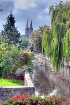 Cathédrale Bayeux de Notre Dame, Bayeux, vielle ville, gamlebyen, middelalder, bindingsverk, historisk bysenter, Normandie, Vest-Frankrike, Frankrike