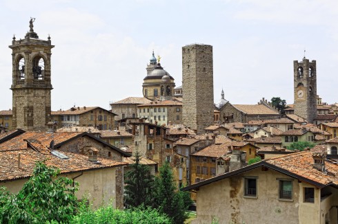 Piazza Vecchia med Torre del Commune, Bergamo, Lombardia, Nord-Italia, italia