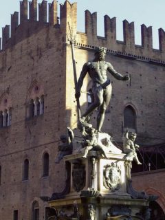 Neptun-fontenen fra år 1566 på Piazza del Nettuno, Bologna, Unescos liste over Verdensarven, middelalderen, historiske bydeler, gamlebyen, Emilia-Romagna, Nord-Italia, Italia