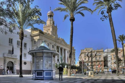 Plaza de San Juan de Dios, Ayuntamiento, Cadiz, historisk bydel, romersk teater, gamleby, Andalucia, Spania