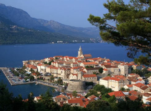  Korcula, gamleby, historiske severdigheter, Makarskakysten, Split og øyene, Kroatia