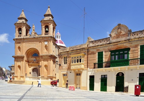 Pjazza Madonna ta' Pompei, Marsaxlokk, Malta, templene, Unescos liste over Verdensarven, korsfarere, Johanitter-ordenen, renessansen barokken, Valletta, Malta