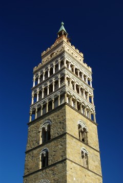 Duomos campanile , Cattedrale di San Zeno, middelalder, historisk bydel, gamleby, Pistoia, Toscana,