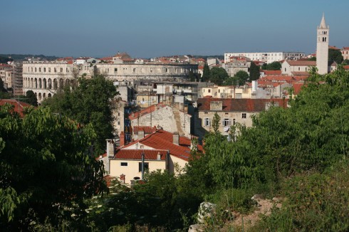 Pula, gamlebyen, historisk bysenter, romertid, amfiteater, Istria, Kroatia