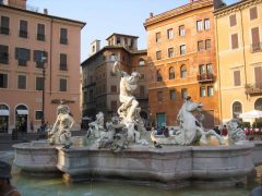 Giacomo della Portas Neptun-fontene fra år 1574 på Piazza Navona på Piazza Navona, Roma, Unescos liste over Verdensarven, romerriket, Forum, antikken, historiske bydeler, gamlebyen, Trastevere, den evige stad, Tiber, Vatikanet, Panthon, Roma, Midt-Italia, Italia