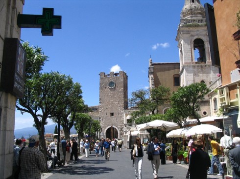 Torre oroligico, Taormina, Sicilia, antikken, Sør-Italia, Italia