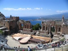 Taormina, Sicilia, antikken, normannere, Sør-Italia, Italia