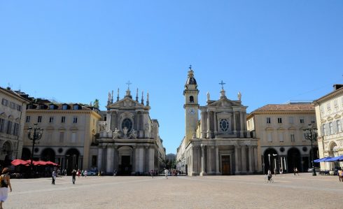 Torinos Piazza San Carlo, kirkene Santa Cristina og San Carlo, Torino, Valle d'Aosta og Piemonte, Unescos liste over Verdensarven, barokk-arkitektur, Nord-Italia, Italia 