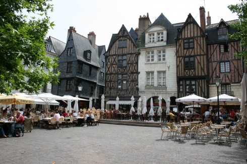 Place Plumerau, Tours, middelalder, bindingsverk, historisk bysenter, Indre-et-Loire, Loiredalen, Vest-Frankrike, Frankrike