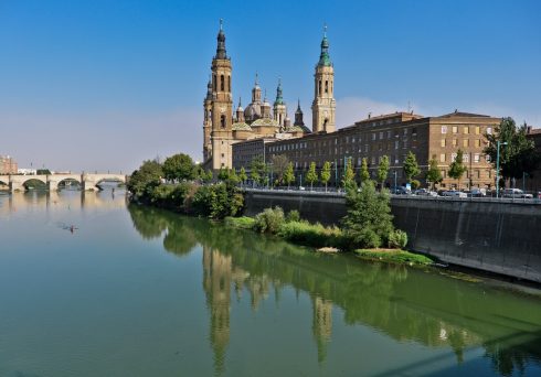 Basilica de Nuestra Senora del Pilar, Zaragoza, Rio Ebro, Plaza del Pilar, Plaza César Augusto, Unescos liste over Verdensarven, historisk bydel, gamleby, Aragon, Madrid og innlandet, Spania