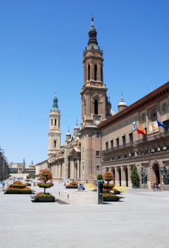 Plaza Pilar, rådhuset Ayuntamiento, Basilica Nuestra Senora del Pilar, Zaragoza, Rio Ebro, Plaza del Pilar, Plaza César Augusto, Unescos liste over Verdensarven, historisk bydel, gamleby, Aragon, Madrid og innlandet, Spania