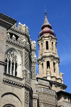 Cathedral La Seo, mudejar, Zaragoza, Rio Ebro, Plaza del Pilar, Plaza César Augusto, Unescos liste over Verdensarven, historisk bydel, gamleby, Aragon, Madrid og innlandet, Spania