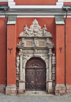 Stockholm, St Jakobs Kyrka, Sørportal, hugd av Henrik Blom, City, Sverige