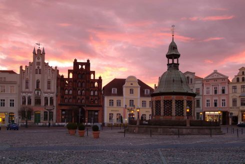 Marktplatz, Wismar, Østersjøen, Ostsee, Gamlebyen, Altstadt, Hansestadt Wismar, Mecklenburg Vorpommern, Nord-Tyskland