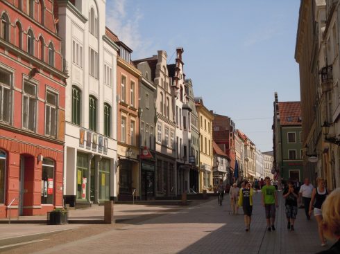 Krämerstrasse, Wismar, Østersjøen, middelalder, Backsteinsgotik, Ostsee, Unesco Verdensarv, Gamlebyen, Altstadt, Hansestadt Wismar, Mecklenburg Vorpommern, Nord-Tyskland 